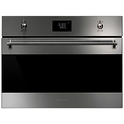 Smeg SF4390MCX Classic Compact Combination Microwave Oven, Stainless Steel